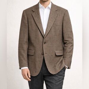 Vintage Houndstooth Wool Sport Coat Mens 44 Tweed Blazer Steve Windsor